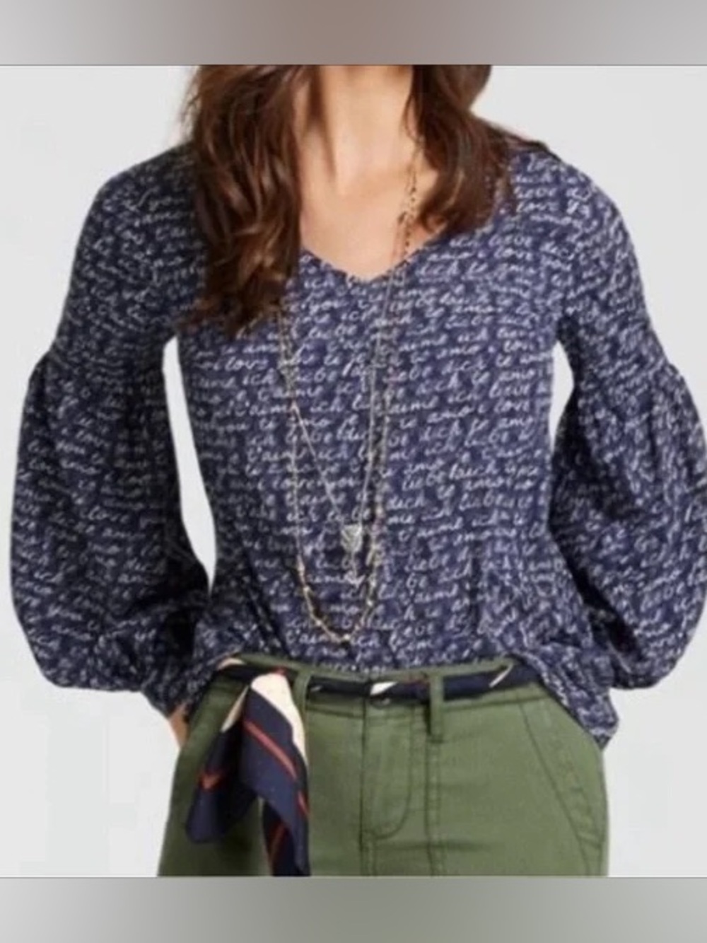 Cabi #5336‎ Te Amo Blouse Ourple White Heart Of Cabi Size M